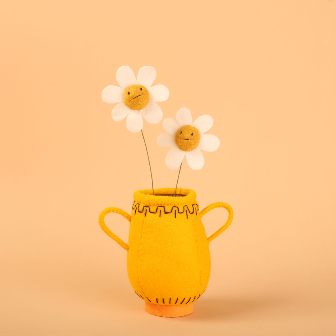 Cat Rabbit - Daisies In A Bright Yellow Vase