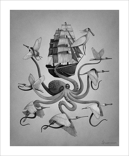 Juliet Schreckinger - The Sailing Spoonbills Print