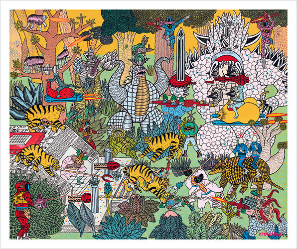 Motohiro Hayakawa - Jungle Monster vs Superhero Print