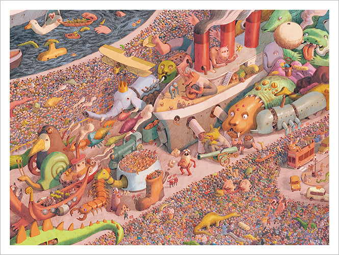 Nik Henderson - Parade of Ridiculous Machines Print
