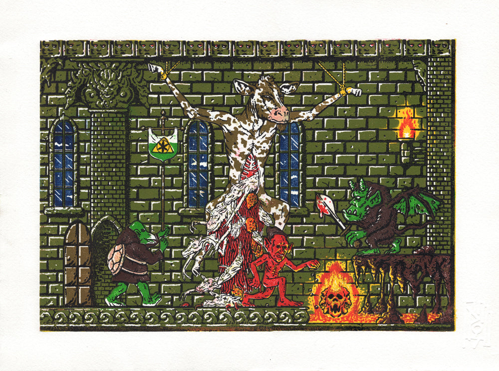 ダヴォル・グロミロヴィッチ - 憑依された牛と証人たちの木版画