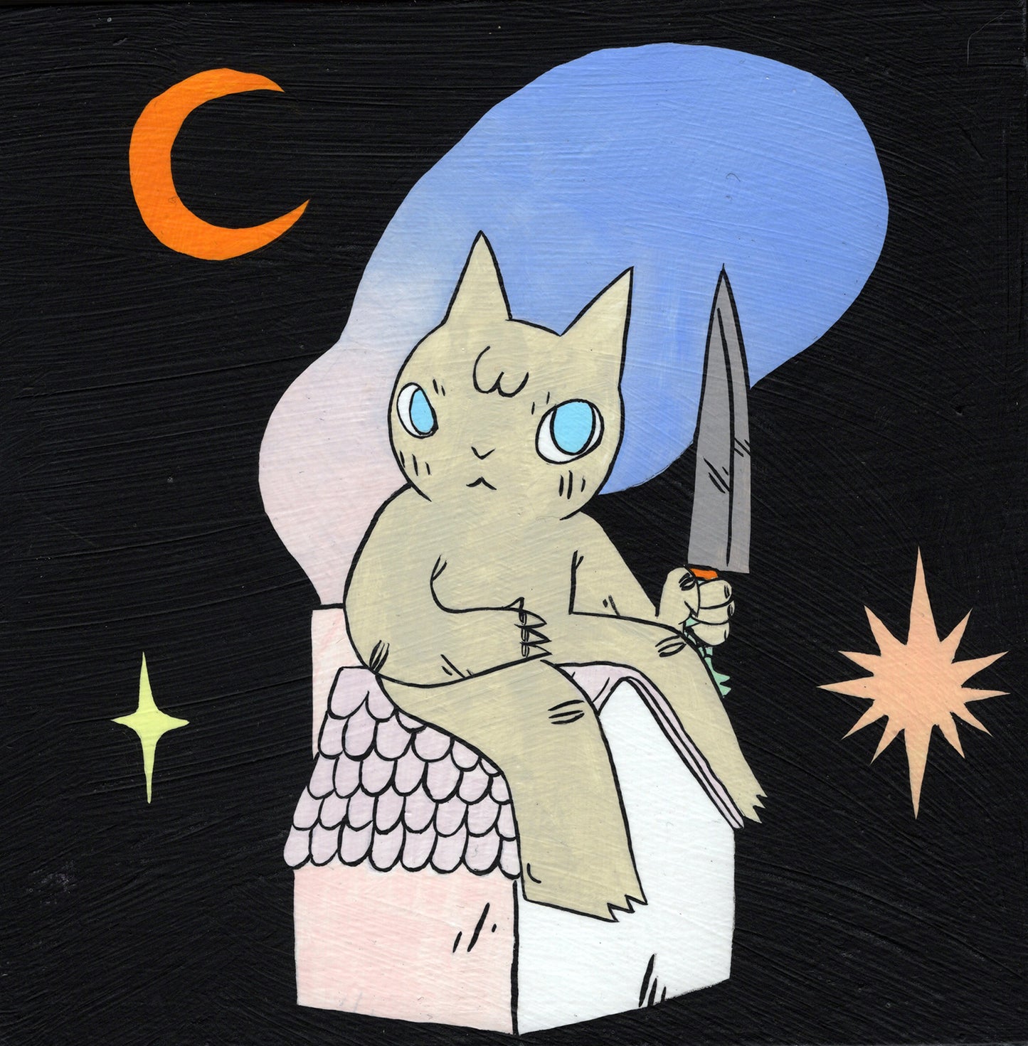 Deth P. Sun - Giant Cat Sitting on House