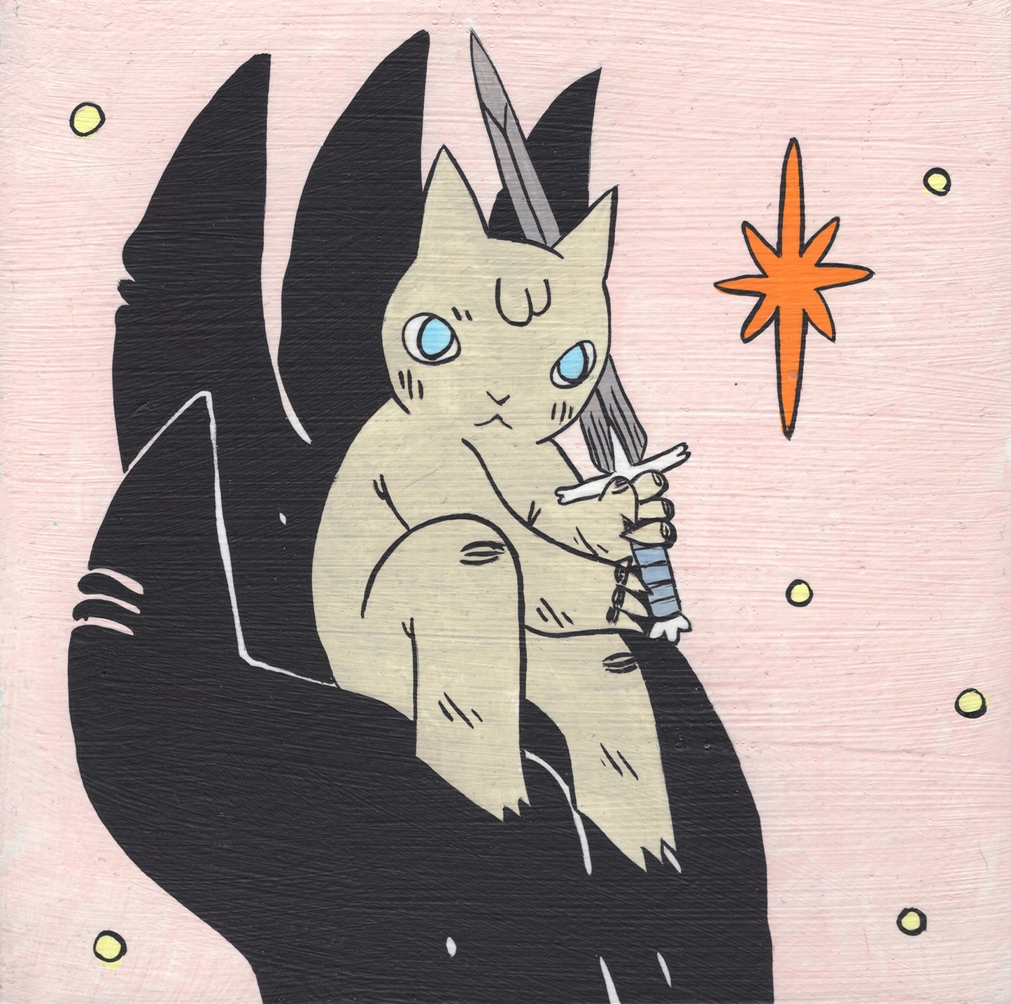 デス・P・サン - 剣を持った猫をつかむ巨大な手