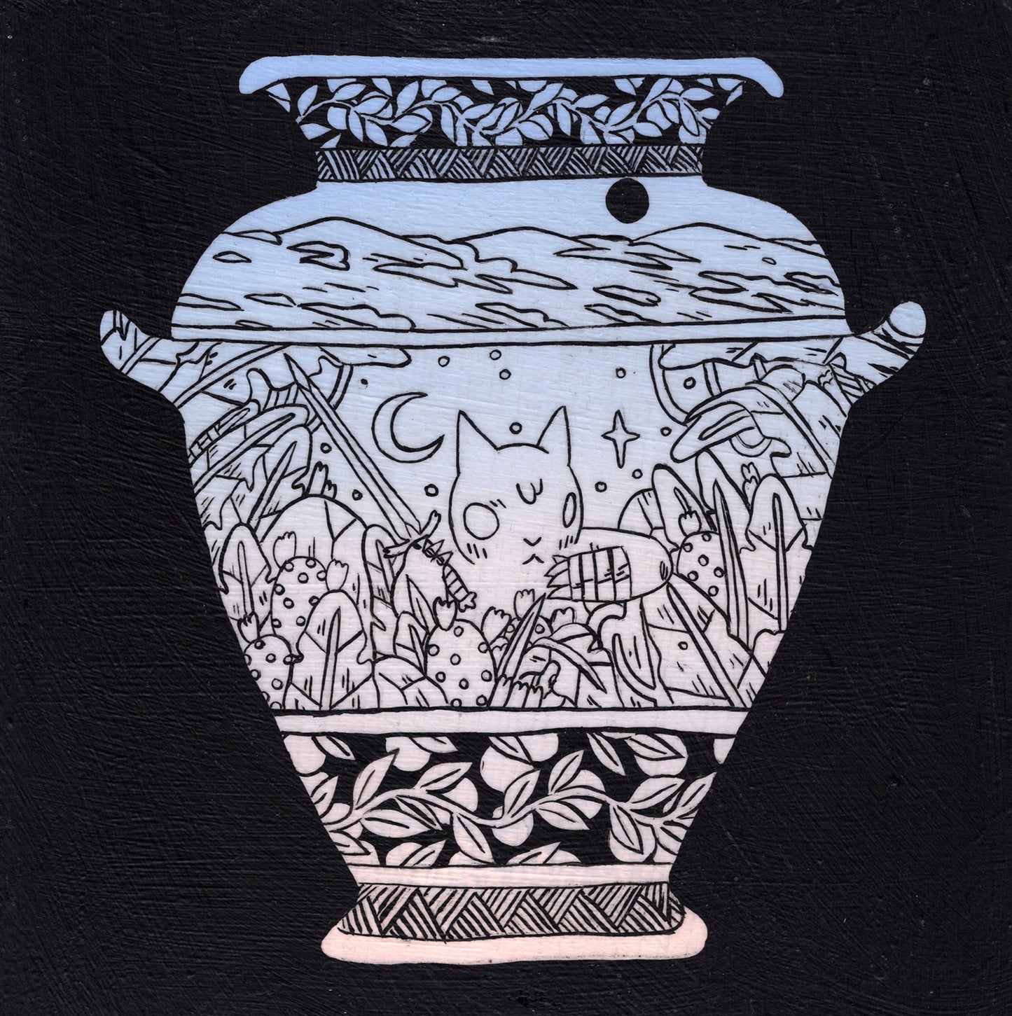 Deth P. Sun - Vase - Cat in Jungle