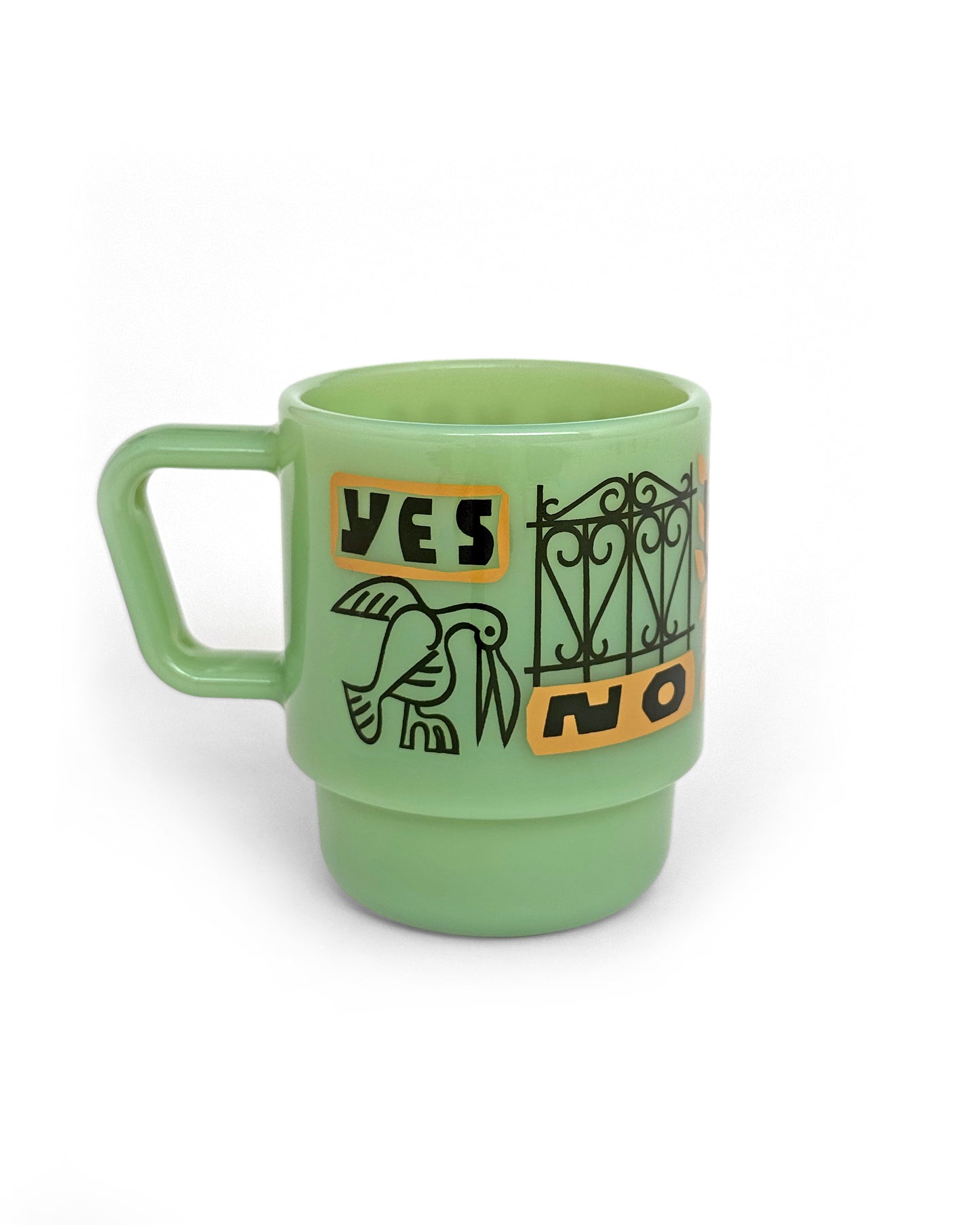 Bill Rebholz - Yes No Maybe So Milk Glass Mug