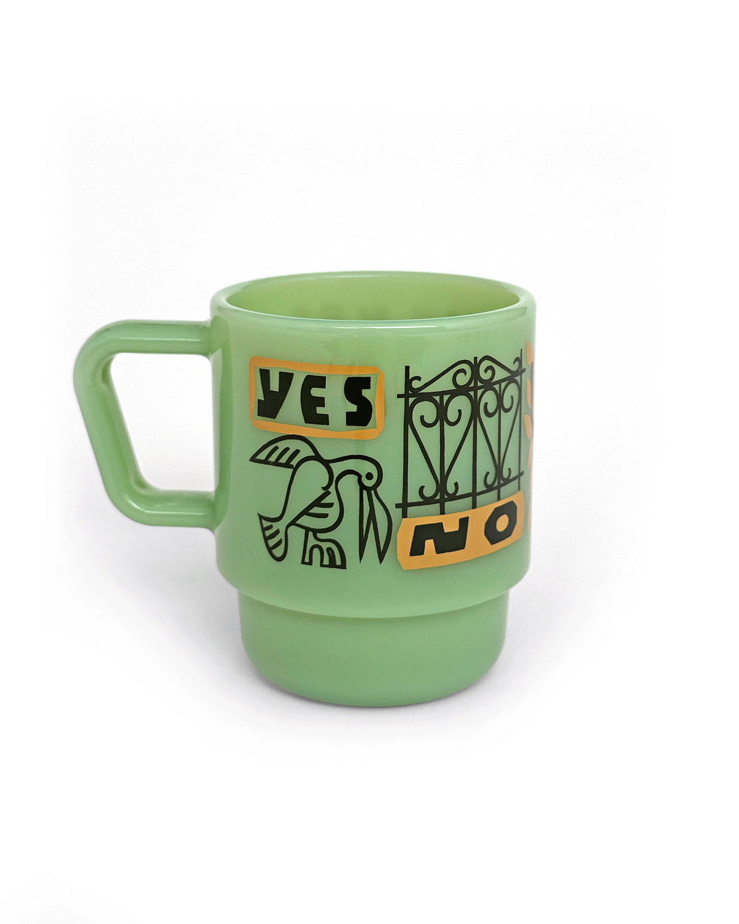 Bill Rebholz - Yes No Maybe So Milk Glass Mug