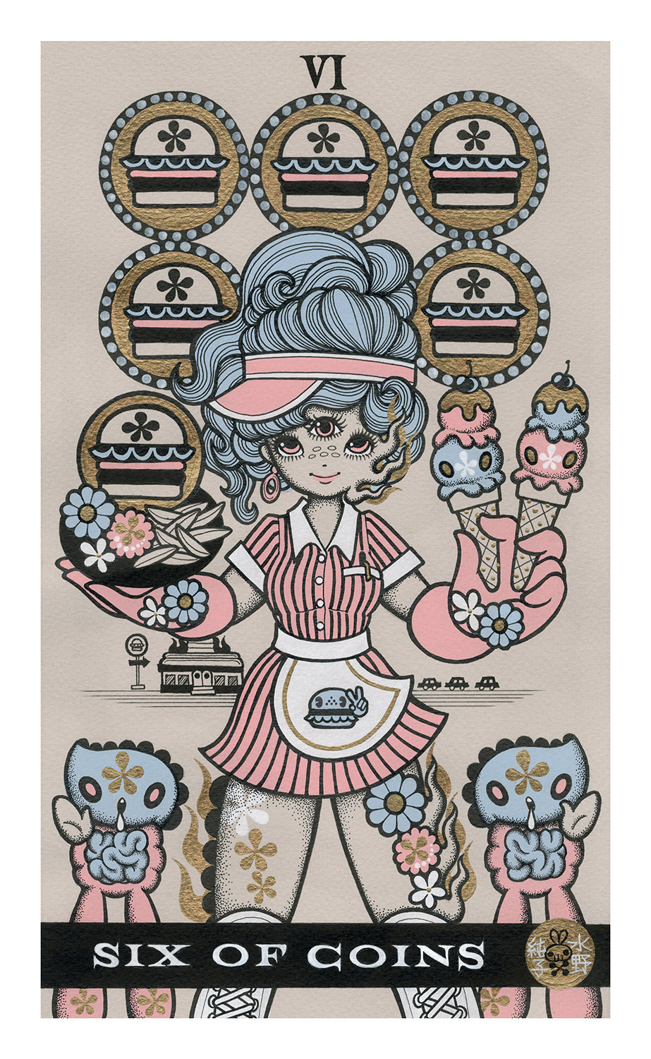 Junko Mizuno - Six of Coins Print