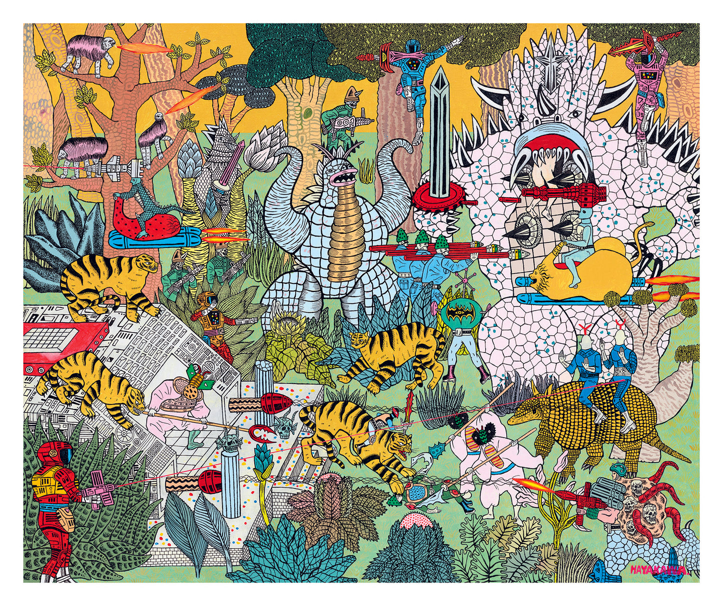 Motohiro Hayakawa - Jungle Monster vs Superhero Print