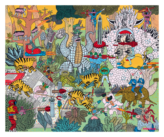Motohiro Hayakawa - Jungle Monster vs Superhero Print