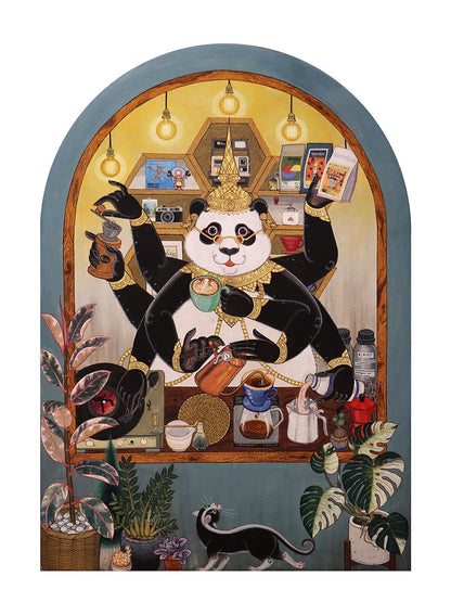 Subannakrit Krikum - God of Coffee Print