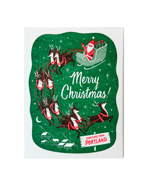 Portland Santa and Reindeer Holiday Card