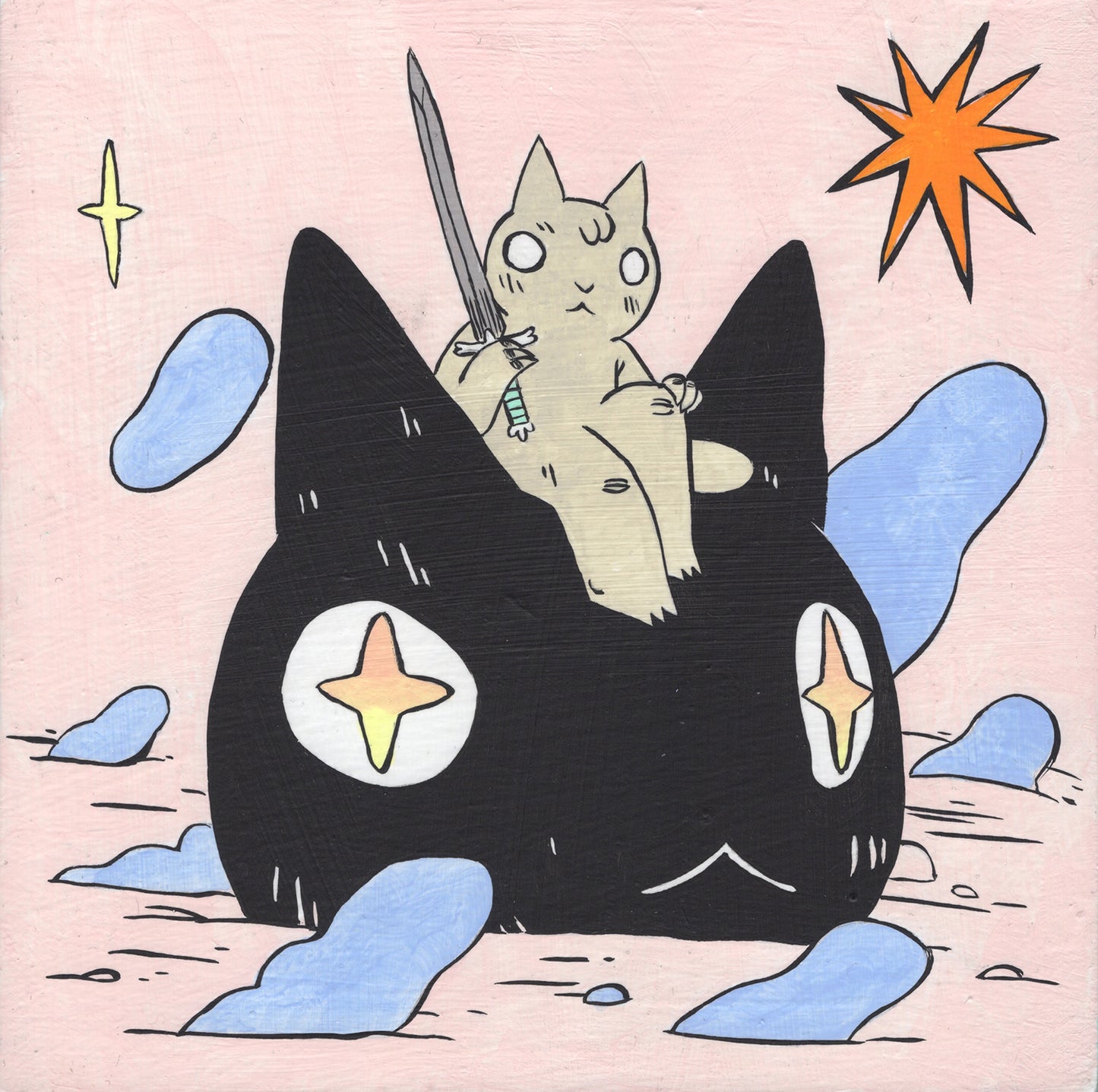 Deth P. Sun - Cat Sitting on Giant Cat Head