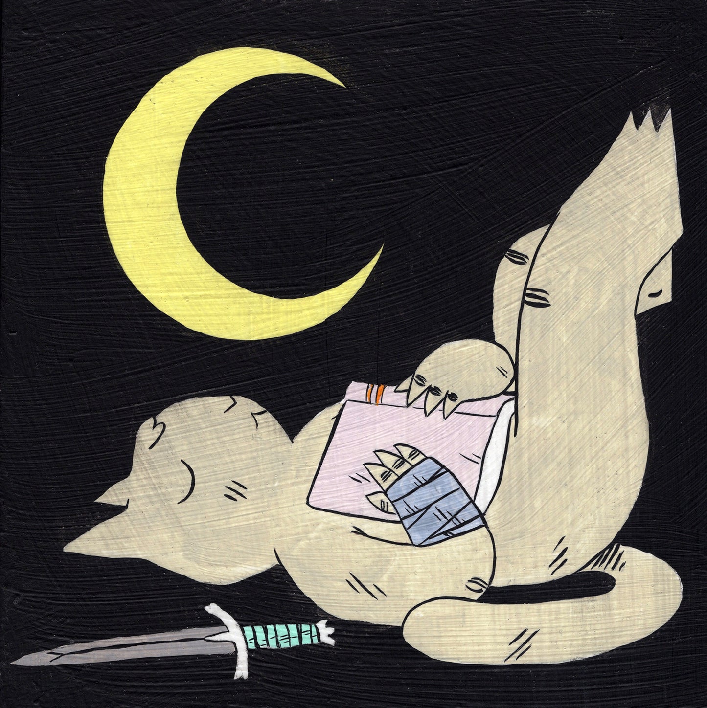 Deth P. Sun - Crescent Moon and Cat Falling Asleep